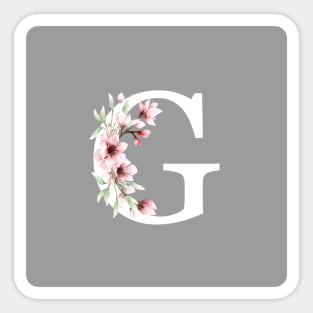 Letter G Monogram With Cherry Blossoms Sticker